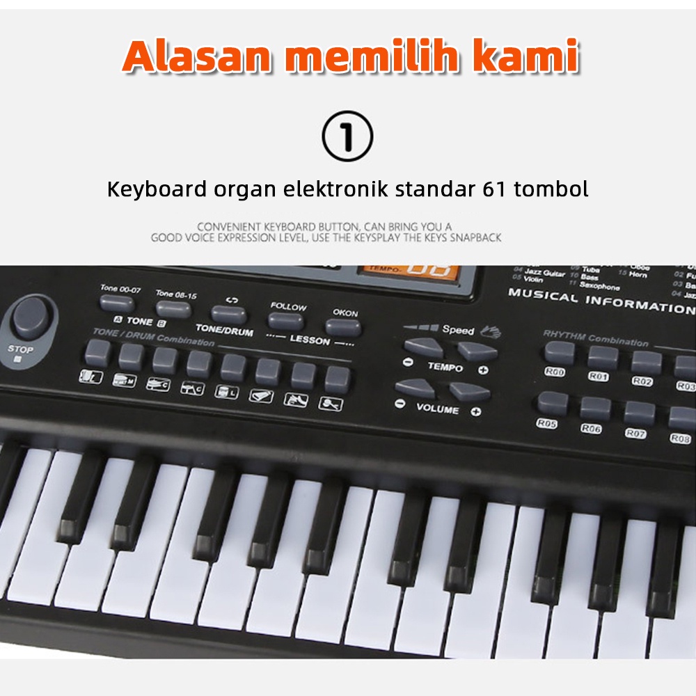 Tatajoy Piano Elektronik Keyboard Piano Anak Mainan elektronik Edukasi Alat Musik Anak nyanyi Mic piano dewasa pemula murah