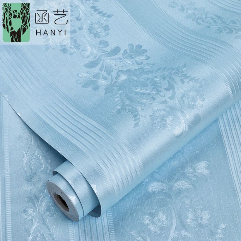 Wallpaper Dinding Stiker Dekorasi Rumah 1 kg 2 Roll embos bunga biru