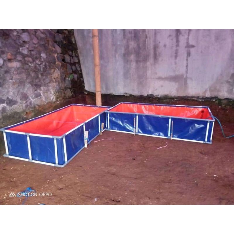 Full Set Rangka Pipa untuk terpal kolam ikan ukuran 2x1x50 cm, kolam terpal ikan, kolam ikan kotak.