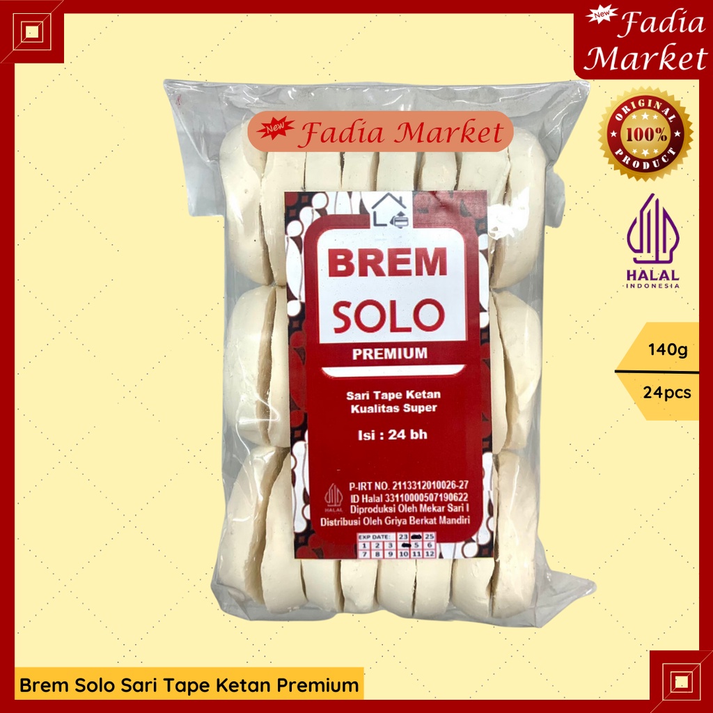 

Brem Solo Sari Tape Ketan Premium Tradisional Cemilan Snack Ringan HALAL 140g 24pcs