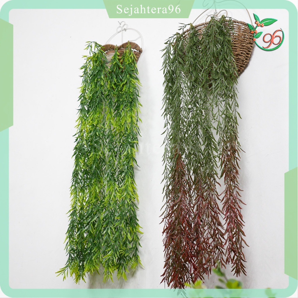 RDY DAUN RAMBAT JUNTAI BAMBU ARTIFICIAL DAUN BAMBOO WILLOW GANTUNG BERCABANG PALSU SINTETIS TANAMAN 