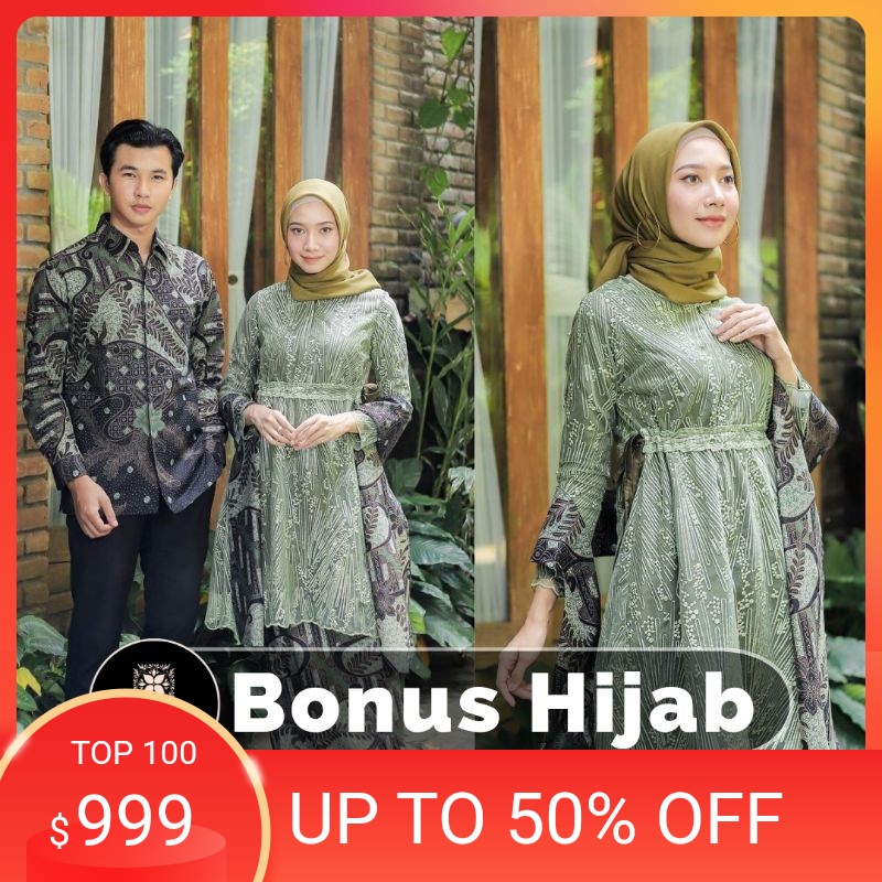 Promo Set Couple % (aDa JUMbO) kEbaYa batik cOUplE MEca TUNik armY HijaU sagE| kEbaYa wisUda kEbaYa 