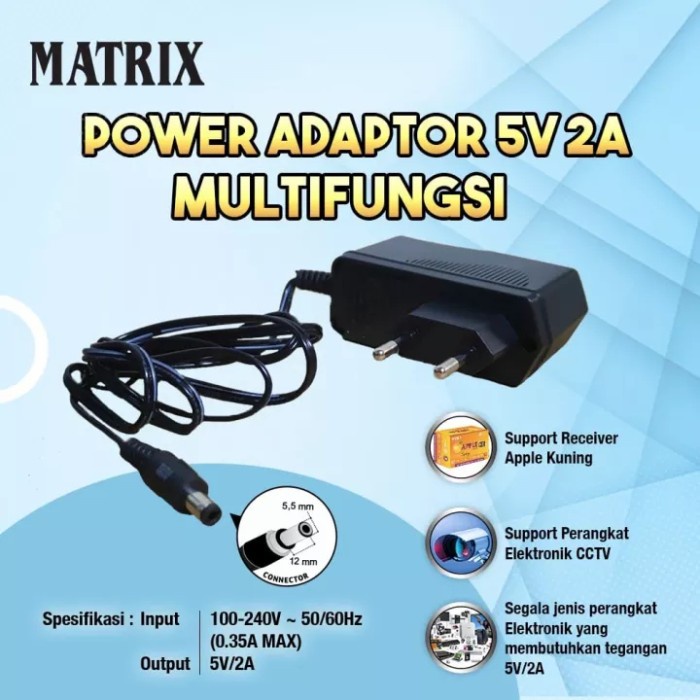 Adaptor Set Top Box STB Matrix Apple Kuning 5v 2A Original