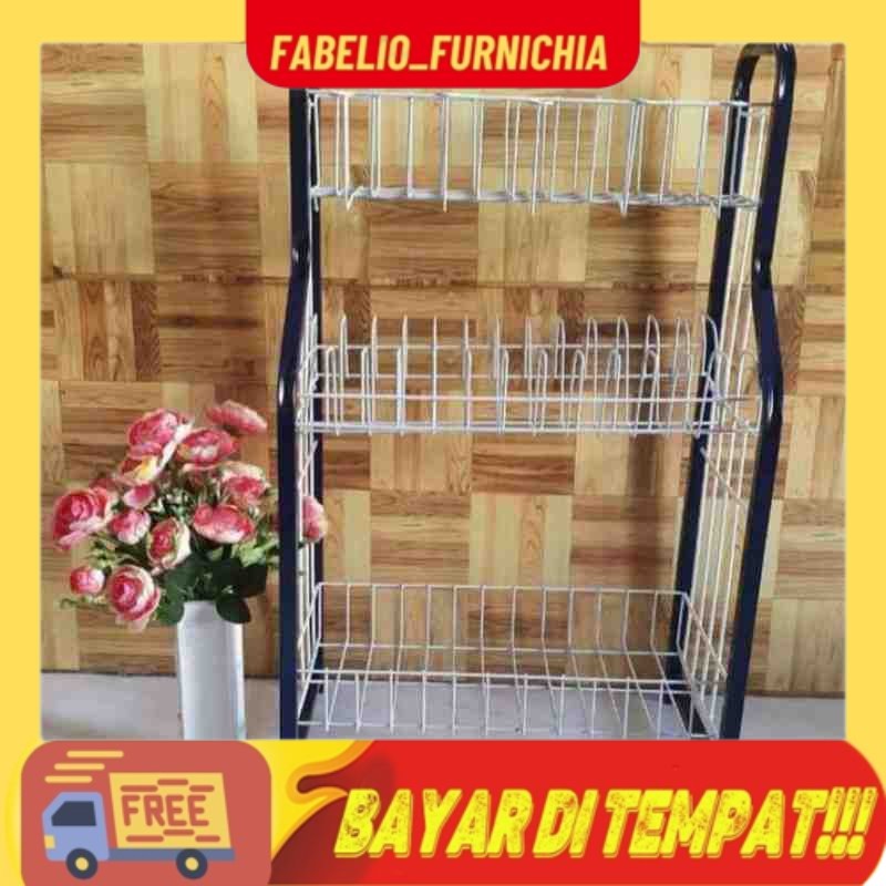 Rak piring gelas susun 3, Rak serbaguna, Rak piring Aluminium, rak minimalis