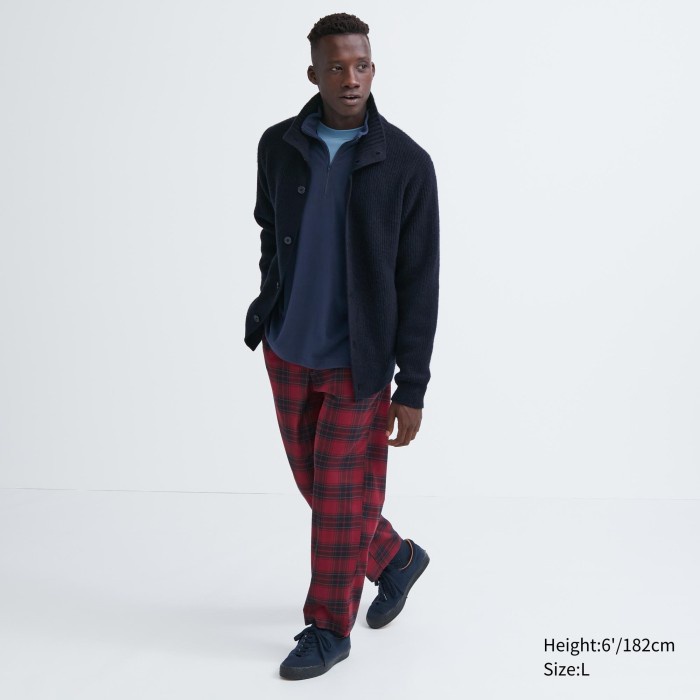 UNIQLO Celana Flannel Ankle Rileks (Motif) 460277 Pria S