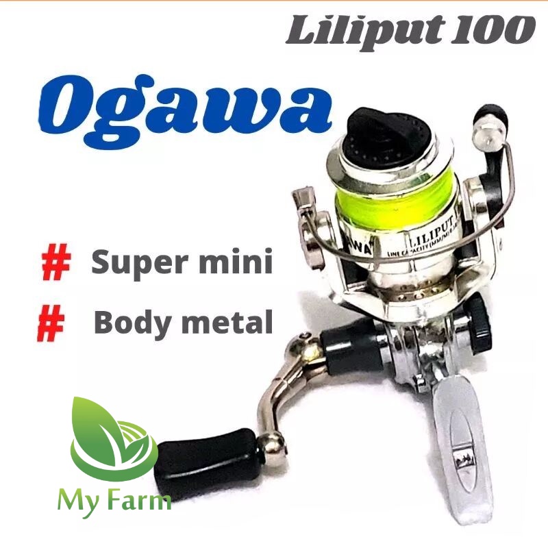 Reel Ogawa Liliput 100 + Bonus Senar / Rell Pancing Mini Metal Body Dan Handle Ringan Super Kuat Bua
