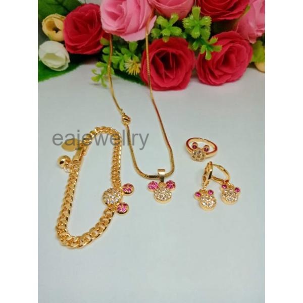 1 set perhiasan emas asli 24 karat mewah model baru 2023