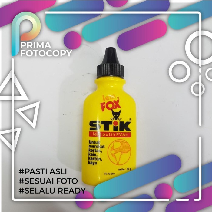 Lem Fox Stik 60gram | Lem Kerajinan Origami Stik Es Krim Kayu Kertas Sterofoam Layangan Multifungsi