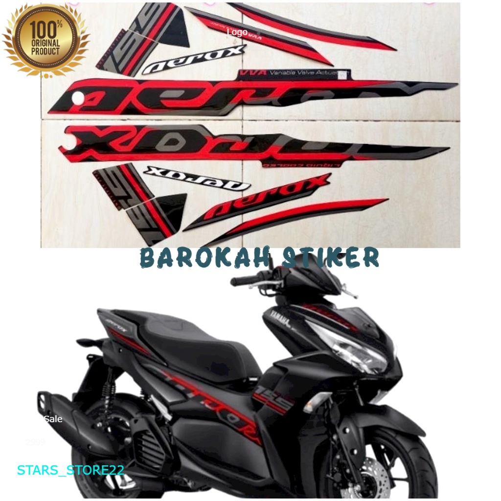 (ORI) Striping Stiker Polet motor Yamaha All New Aerox 155 VVA CONECTED 2022 2023 Hitam full stiker 