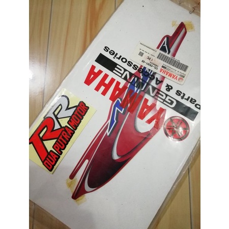 grafik grapik sticker striping tameng depan original ori yamaha mio sporty lama old cw merah maroon 