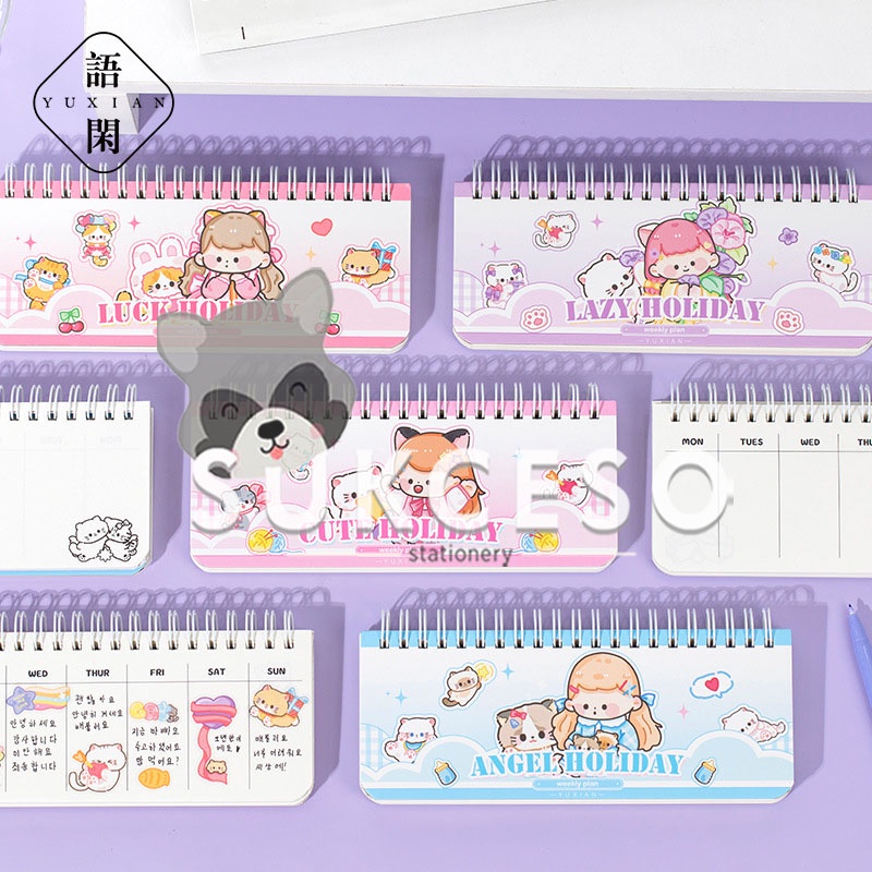 

Chichi Cat Paradise Spiral Weekly Planner / Agenda Catatan Mingguan Lucu