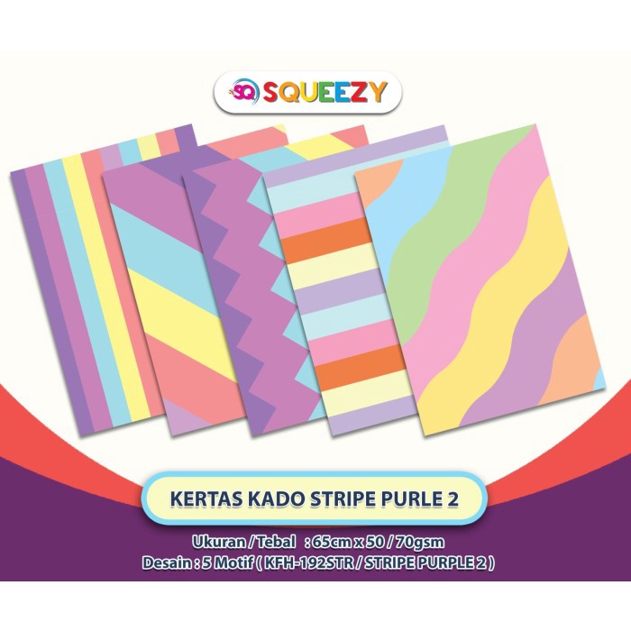 

Kertas Kado STRIPED PURPLE isi 10 / Bungkus Kado KFH-192STR-10LBR