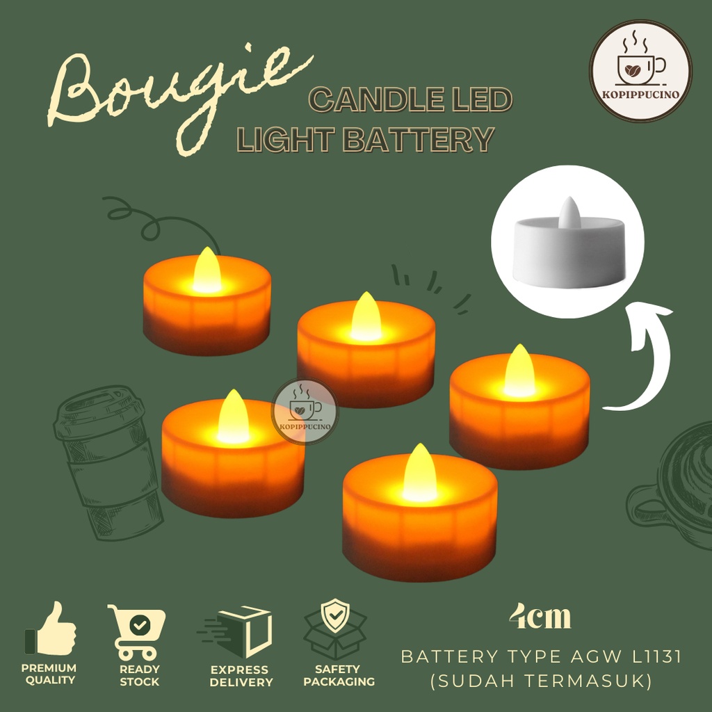 Lampu Lilin Putih LED Kuning Baterai BOUGIE Candle LED Light Battery