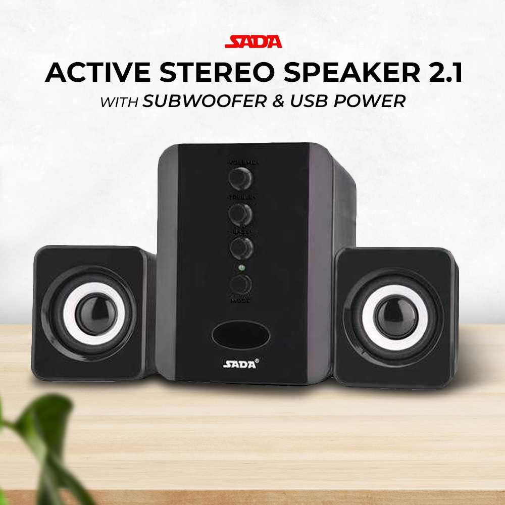 Speaker Aktive Stereo SADA Active Speaker Stereo 2.1 with Subwoofer & USB Power Speaker Multimedia