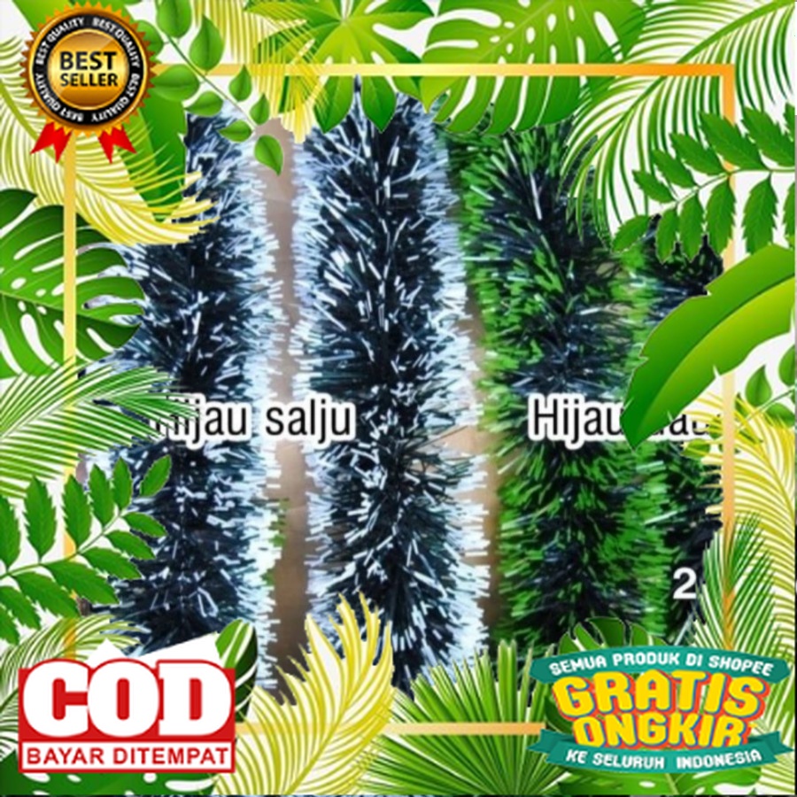 2 Meter x 9cm Tinsel Slinger Salju Rumbai Gaba gaba Bulat Tebal Hiasan Pohon Natal Dekorasi Ruangan 