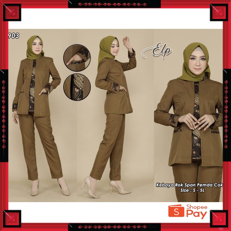 12.12 SERAGAM SALE / SERAGAM PEMDA DINAS SET ROK SPAN / CELANA MOTIF KEBAYA BATIK FREE HIJAB