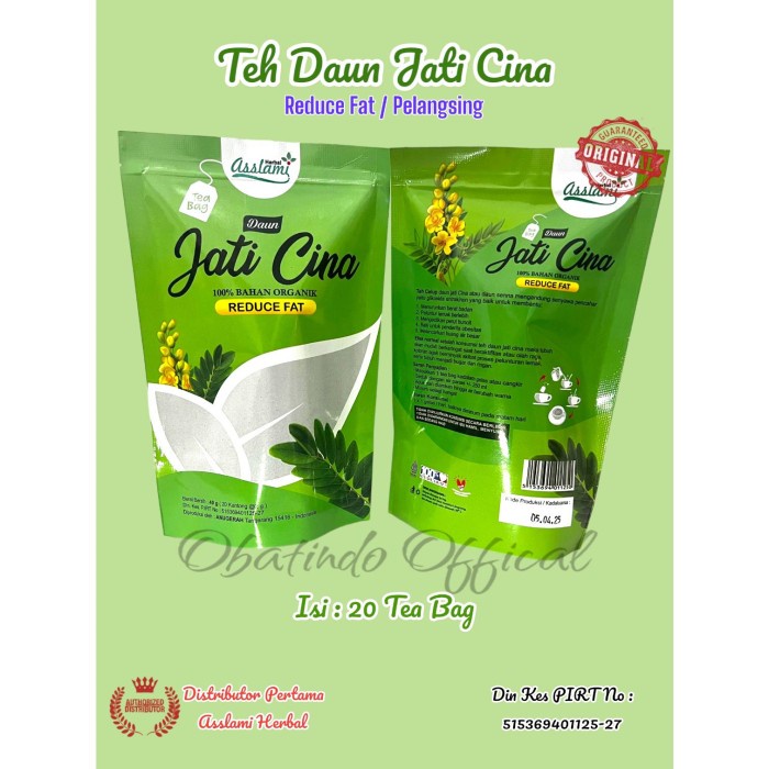 

Daun Jati Cina | Teh Celup Daun Jati Cina Original Asslami | Sehat kemasan pouch Menurunkan berat badan, Peluntur lemak berlebih alami, Mengecilkan perut buncit, Melancarkan buang air besar, dll