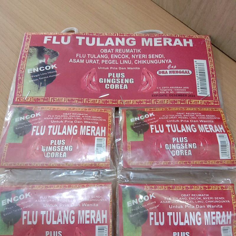 Flu tulang merah plus ginseng corea isi 20 saset asli Mengobati rematik,flu tulang,encok,nyeri sendi