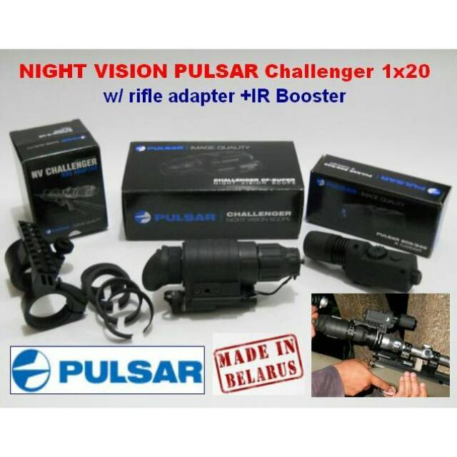 Teropong Malam NIGHTVISION PULSAR Challenger 1X20 W/ ADAPTER SCOPE + IR FLASHLIGHT ORIGINAL