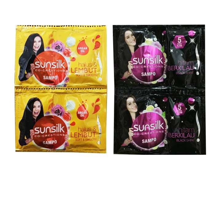SHAMPOO SUNSILK RENCENG ISI 12 x 11 ML 1 SACHET ISI 2 PCS 5ml KUNING HITAM BERKILAU HALUS LEMBUT SOF