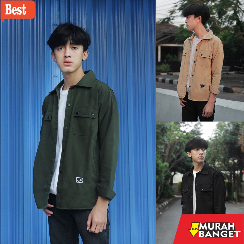 Outer pria  ukuran besar- jaket kemeja semi parka ready ukuran jumbo S M L XL XXL XXXL terlaris