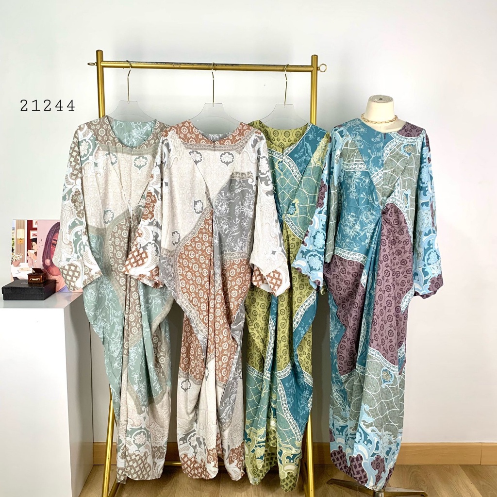21244 LONG MAXI KAFTAN ABSTRAK NARA PREMIUM WANITA GAMIS KAFTAN FULL MOTIF ABSTRAK WANITA LONGDRESS 