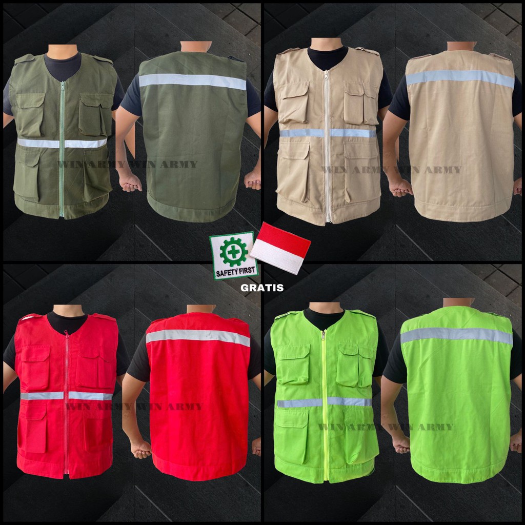 Rompi Proyek - Rompi Safety - Rompi Tambang - Rompi Kain- Rompi k3 - Rompi 5 Kantong -
Rompi Kerja L