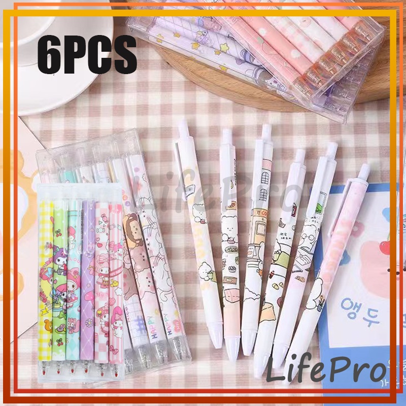 

6 In 1 Pulpen Cetek Gel Tinta / Pulpen Gel Mekanik Lucu Karakter / Set Pulpen Gel 6 Pcs / Pulpen Gel Motif Cartoon / Ballpoint Mekanik Pulpen Set / Pulpen Gel Lucu