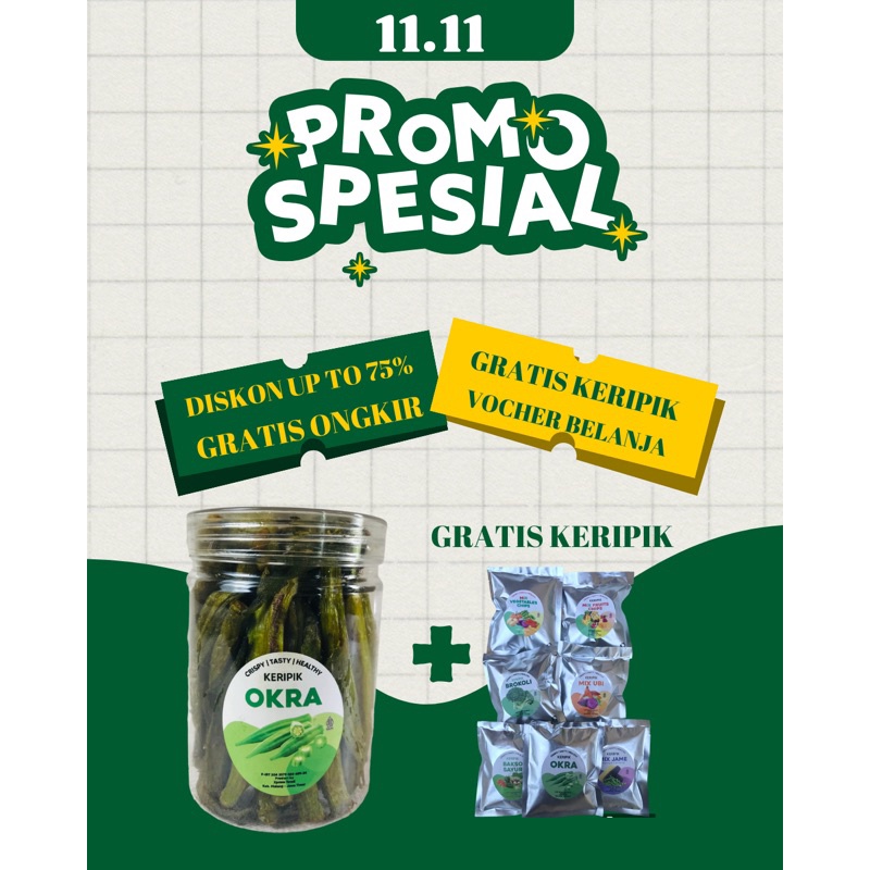 

KERIPIK OKRA | CEMILAN SEHAT | KERIPIK PREMIUM 750 ML 1000 ML