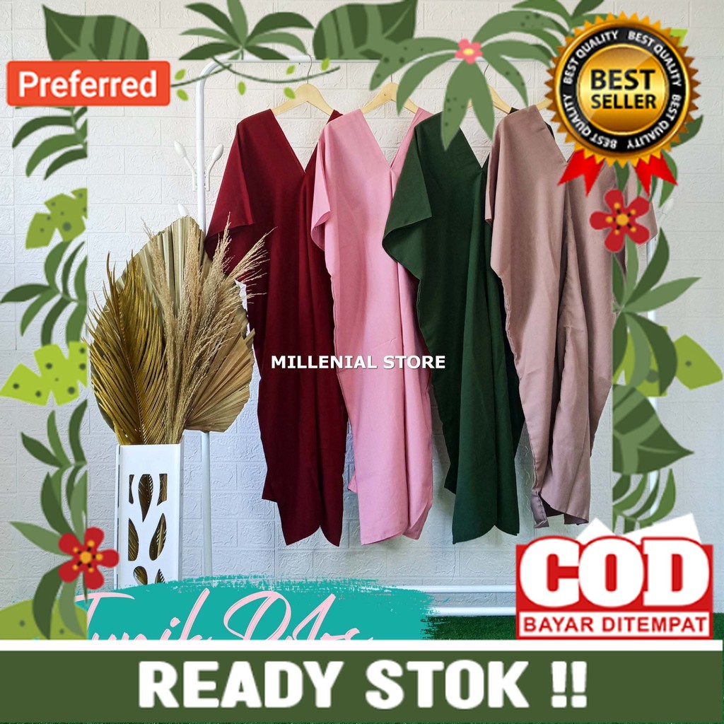 MILLENIAL BAJU TUNIK DRESS POLOS PREMIUM TUNIK PANJANG KAFTAN POLOS BAJU KERJA FORMAL MODERN FREE BE