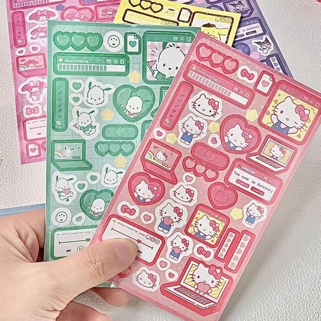 

Stiker Sanrio/Stiker desain estetika DIY/Stiker tahan air botol ponsel laptop kucing KT lucu/stiker pola buku harian