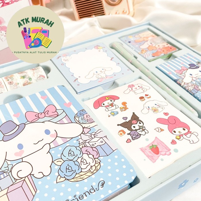 

Paket jurnal 7 in 1 Free hardbox melody cinamoroll kertas terbagus bag - Random