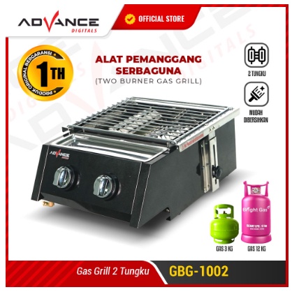 [Ready Stok] Advance GBG-1002 Kompor Gas Tungku Model Bakar Panggang 2 Tungku