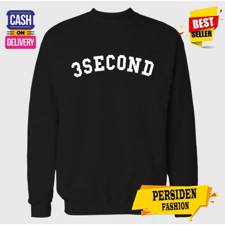 Sweater Pria 3Second Text Putih Premium Pria Wanita Import Kekinian