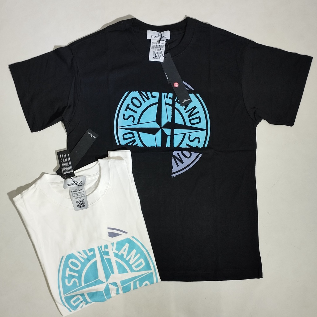 Kaos Stone Island Blue Grid Compass T-Shirt