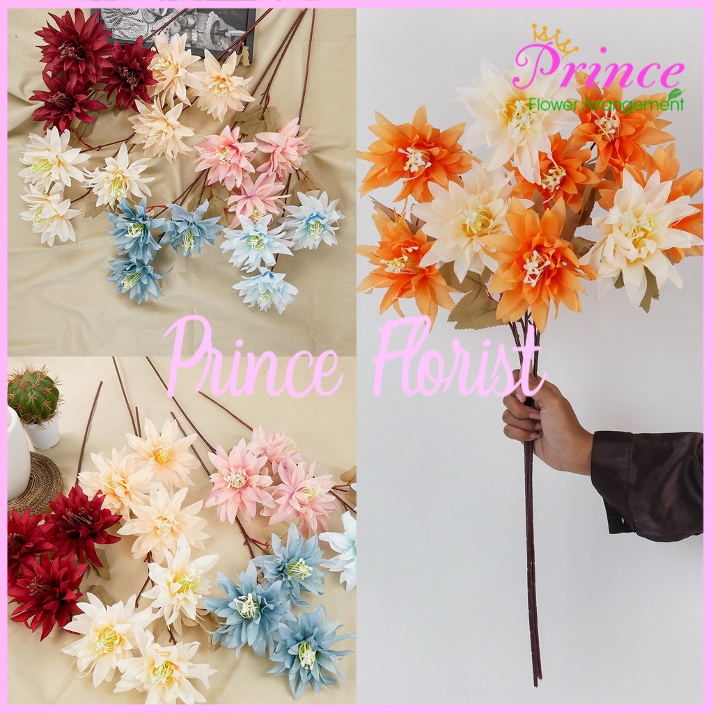 BUNGA ANEMONE PANJANG X3 ARTIFICIAL DIY KAIN IMPORT CRISANT DAHLIA DEKORASI CAFE MURAH ARTIFISIAL TA