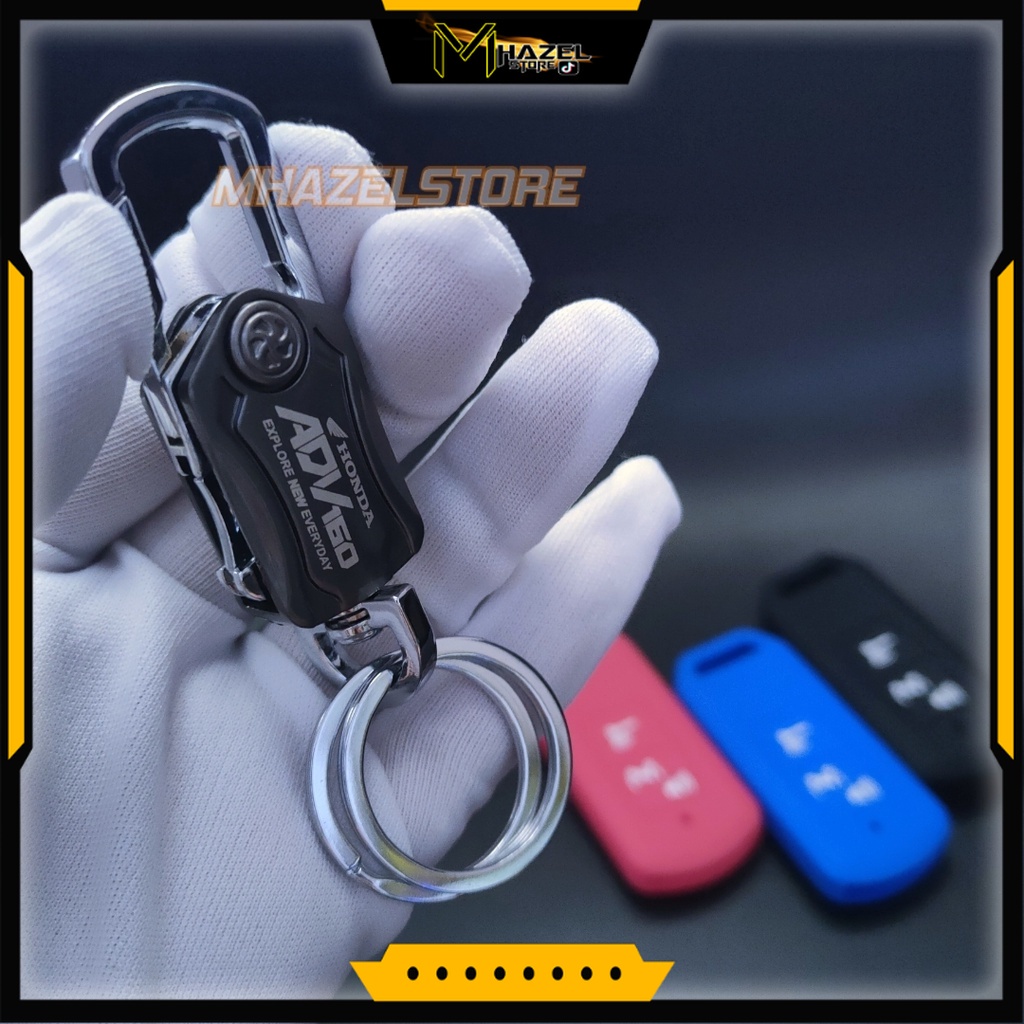 ID GANTUNGAN KUNCI SARUNG COVER SILIKON REMOTE KEYLESS MOTOR HONDA ADV 160 RING LOGO TERBARU 2022 UP