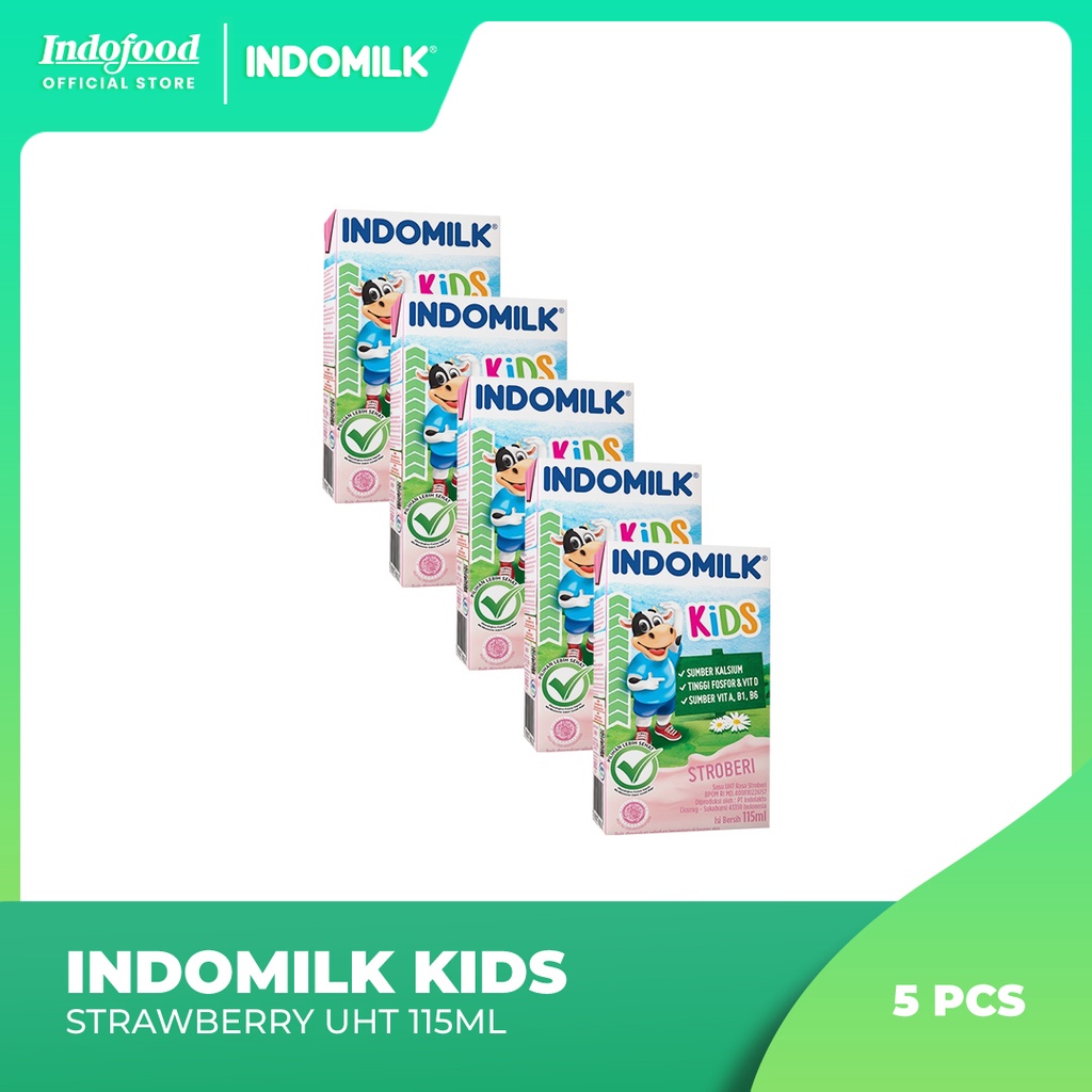 

5 Pcs - Indomilk Kids Strawberry UHT 115ml