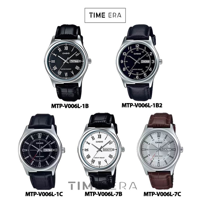 Jam Casio Original MTP-V006L-1B 1B2 1C / MTP V006L 7B 7C Jam Tangan Pria Hitam Putih Kulit