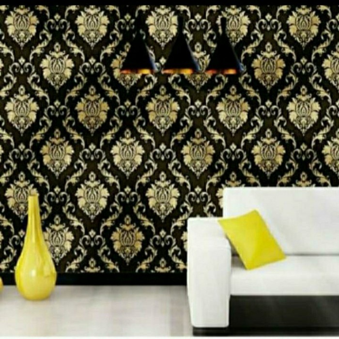 Nuansa Wallpaper BATIK HITAM GARIS GOLD - Wallpaper Dinding