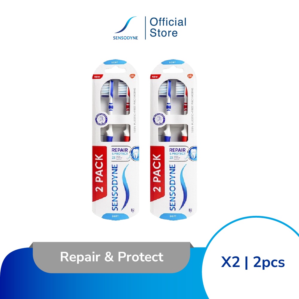 Sensodyne Toothbrush Sikat Gigi Sensitif Repair & Protect Bulu Sikat Lembut dan Fleksibel Soft 2x2s 