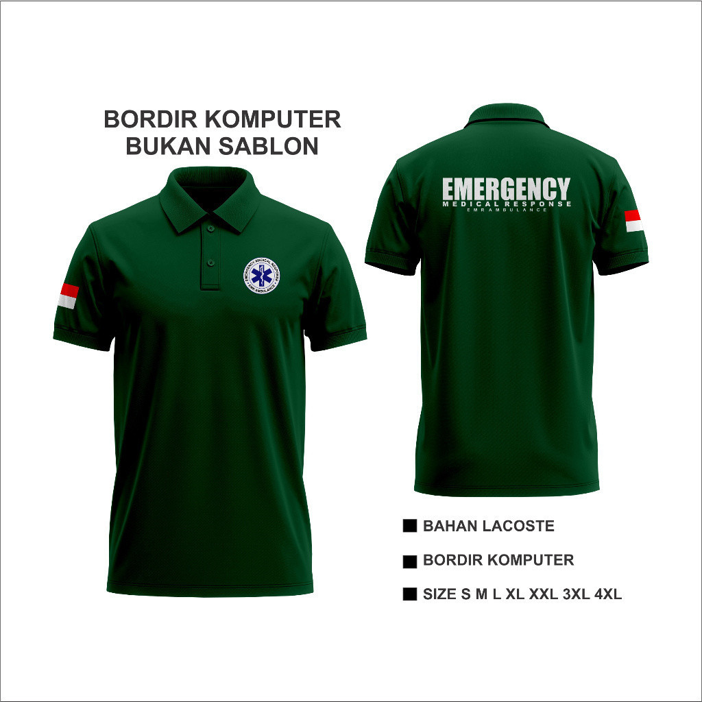 Polo Bordir Baju Kaos Polo Baju EMR Baju Emergency Bordir Kaos Emergency Polo Emergency Bordir Polo 