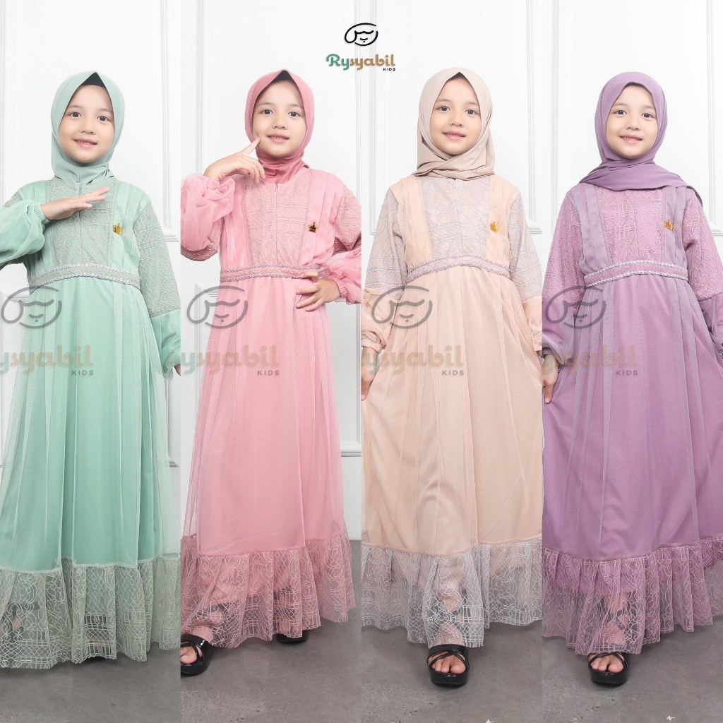 Gamis Anak Princesa Dres Pesta Brukat Tile 2-11 Tahun