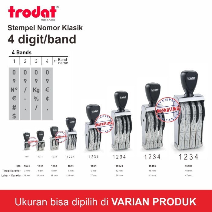

Stempel klasik nomor merk Trodat 4 digit - 3 mm