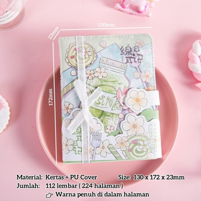 

Binder Korea style karakter kartun lucu diary Book lucu buku catatan - Green