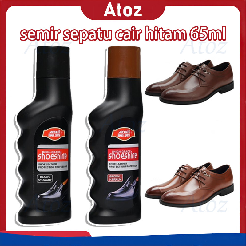 semir sepatu cair hitam 65ml/semir sepatu mengkilap