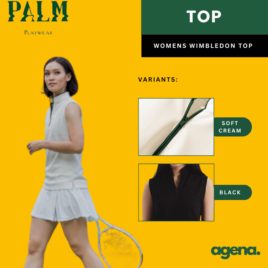 Palm Playwear Women Wimbledon Top Soft Cream/Black - Sport Top Apparel Women Shirt/Skirt/Dress - Baj