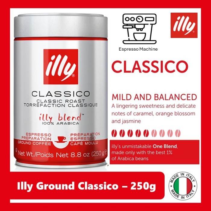 

READY STOCK!!! illy Coffee 100% Arabica | Kopi Bubuk Asli Italia | Ground 250 gram - Classico