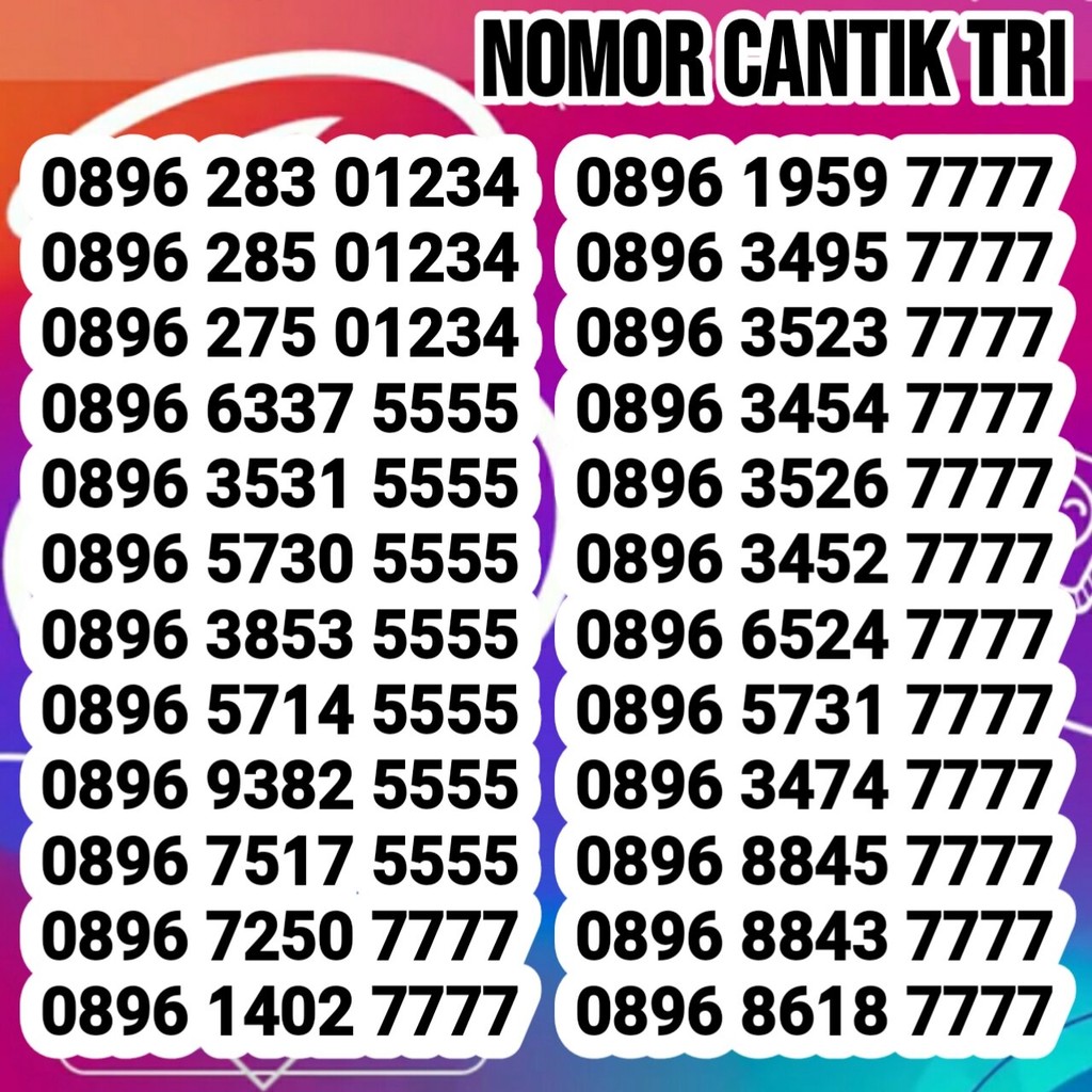 Nomor cantik Tri 3 nomer cantik 3