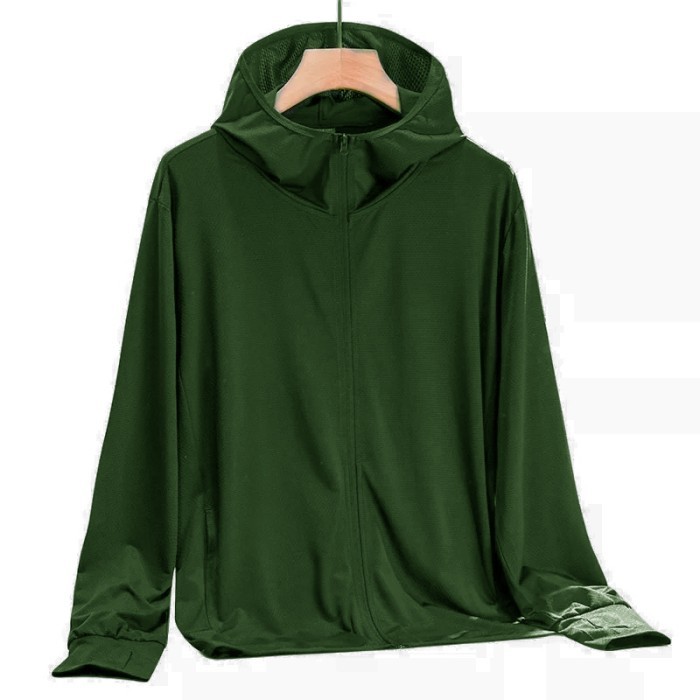 ✨SKY.LD✨ - PROMO Foratjin- Men Women AIRism Jaket Running Mesh Hoodie UV Protection PREMIUM - Hijau 